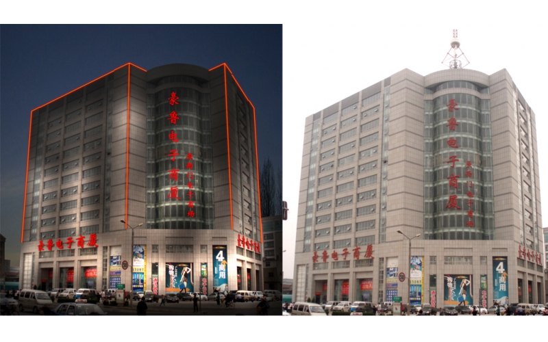 豪魯電子商廈發(fā)光標(biāo)識，壓克力發(fā)光大字